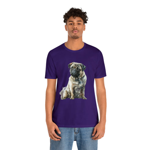 Loving Pug in Watercolor - Short Sleeve Tee